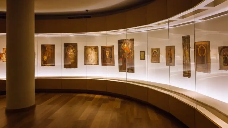  Shot of Christial Icons inside museum of History and Ethnography of Mestia